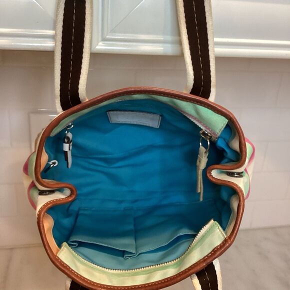 Coach Hampton Watercolor Pastel Stripes Small Mini Tote Handbag - Picture 12 of 16